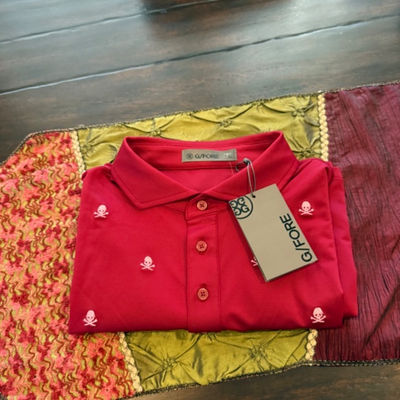 G/Fore Men's XL Embroidered Skull & Tees Tech Jersey Polo MSRP $120 - Picture 2 of 7